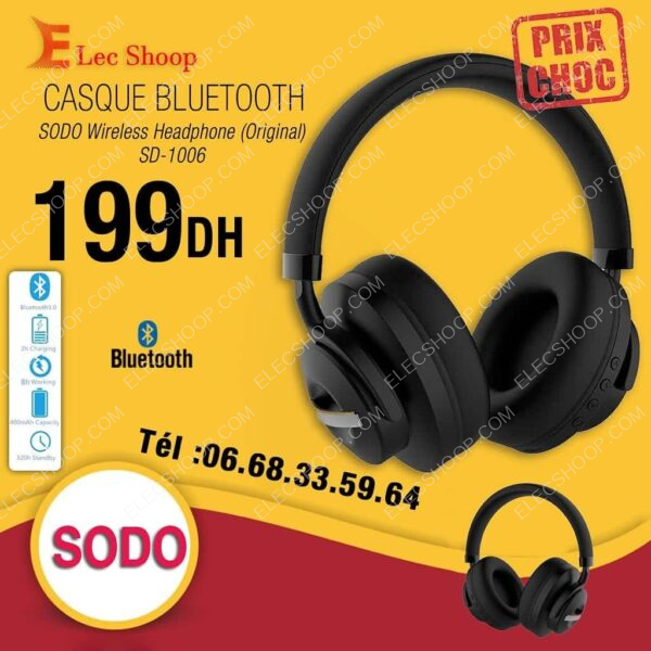 casque bluetooth SODO noir