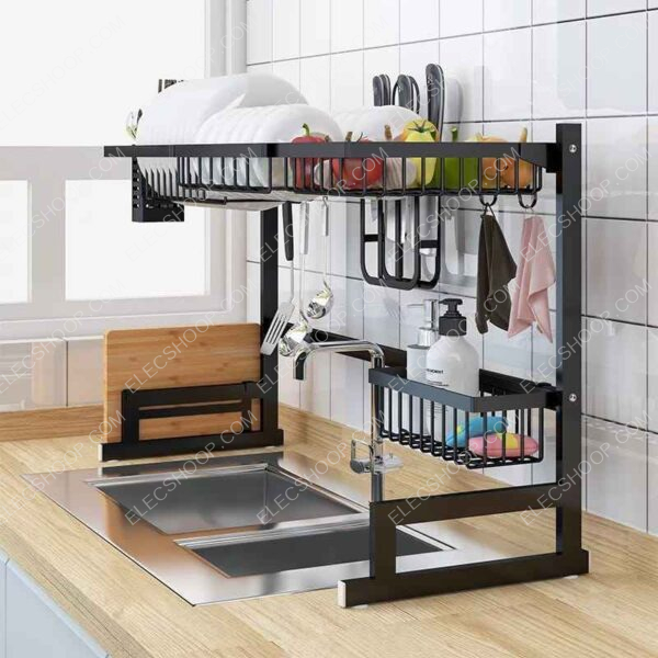 Égouttoir Pour Evier, Organiseur d'Etagère de Cuisine en Acier Inoxydable – Image 3