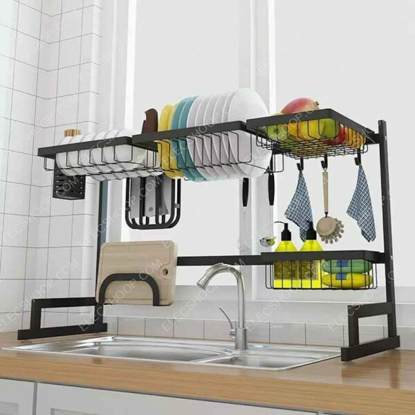 Égouttoir Pour Evier, Organiseur d'Etagère de Cuisine en Acier Inoxydable – Image 2