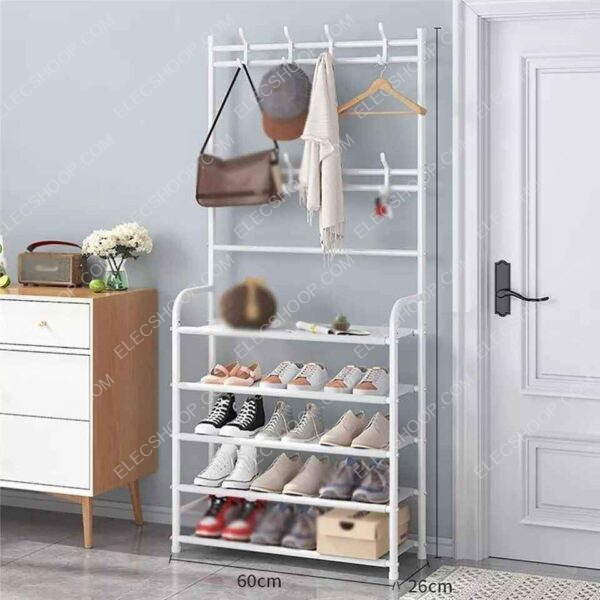 Porte-vêtements meuble et étagère en métal à 4 niveaux – Image 6
