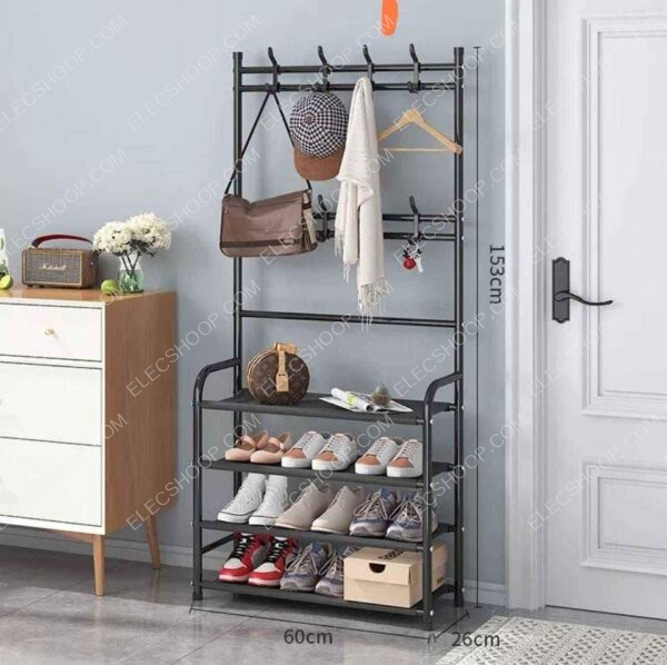 Porte-vêtements meuble et étagère en métal à 4 niveaux – Image 9