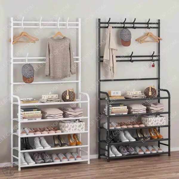 Porte-vêtements meuble et étagère en métal à 4 niveaux – Image 2