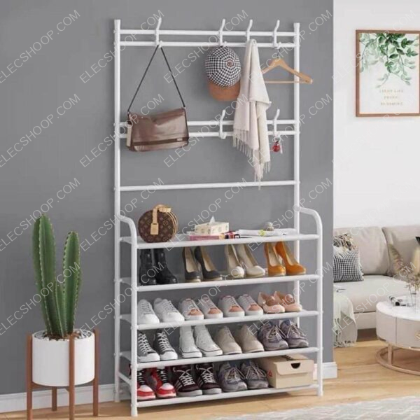 Porte-vêtements meuble et étagère en métal à 4 niveaux – Image 3