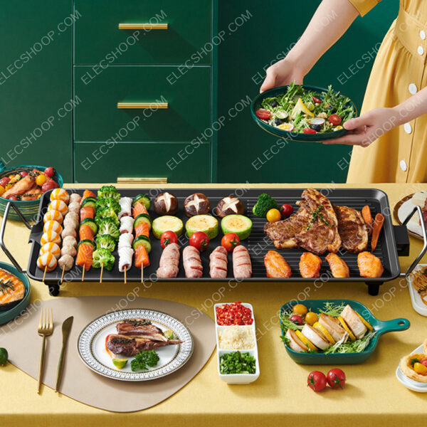 schlëizer électrique grill planche de cuisson 90/70 cm antiadhésif – Image 2